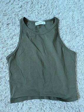 Olive Green Cropped Tank Top